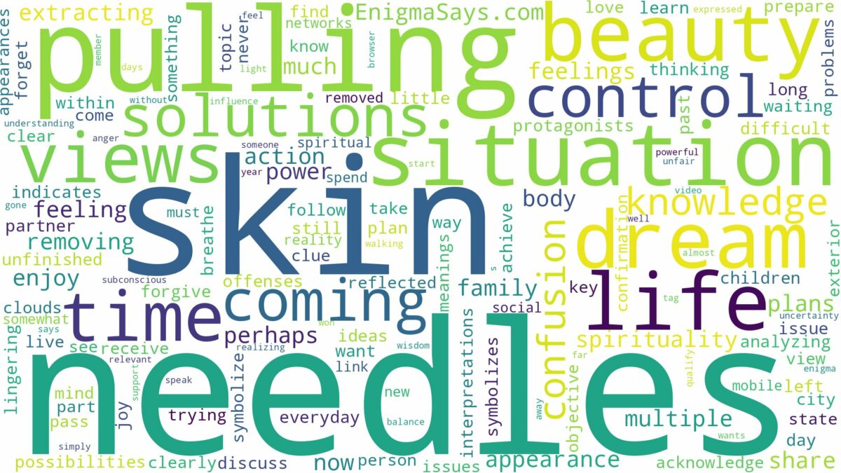 dreaming of pulling needles out of skin and related dreams with their meanings in a word cloud