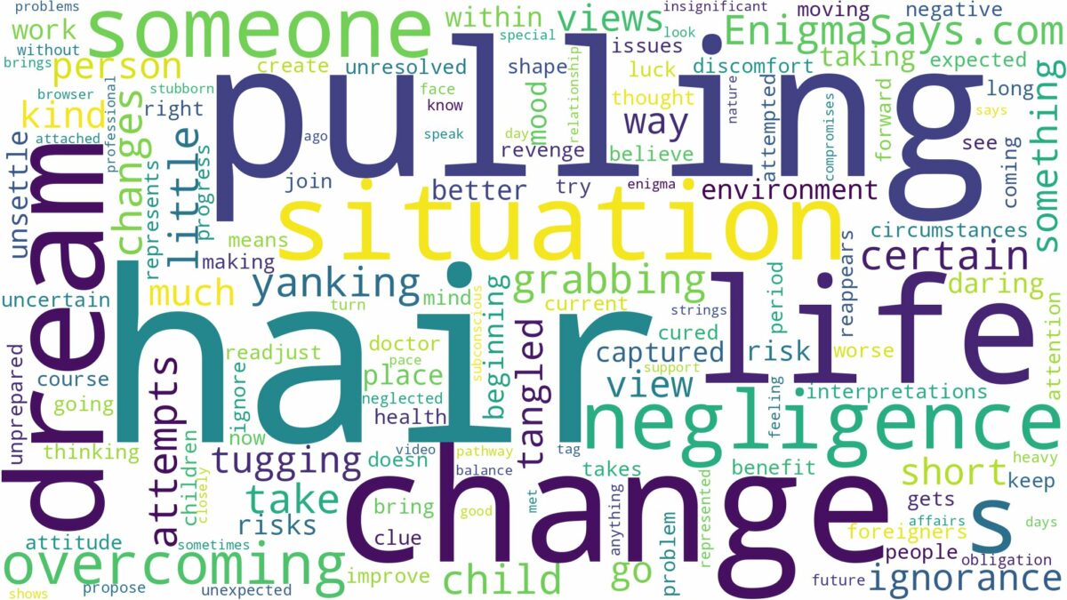 dreaming of pulling someone's hair and related dreams with their meanings in a word cloud