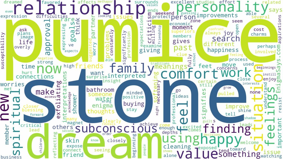 dream about pumice stone and related dreams with their meanings in a word cloud