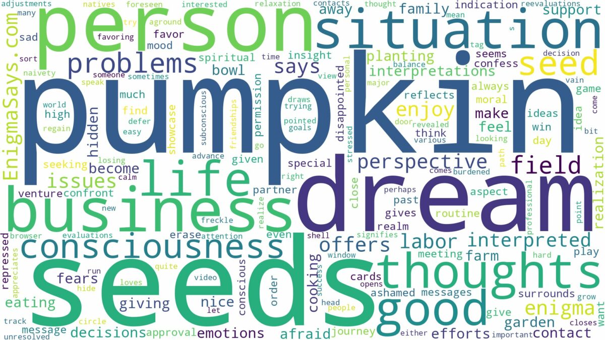 dream about pumpkin seeds and related dreams with their meanings in a word cloud