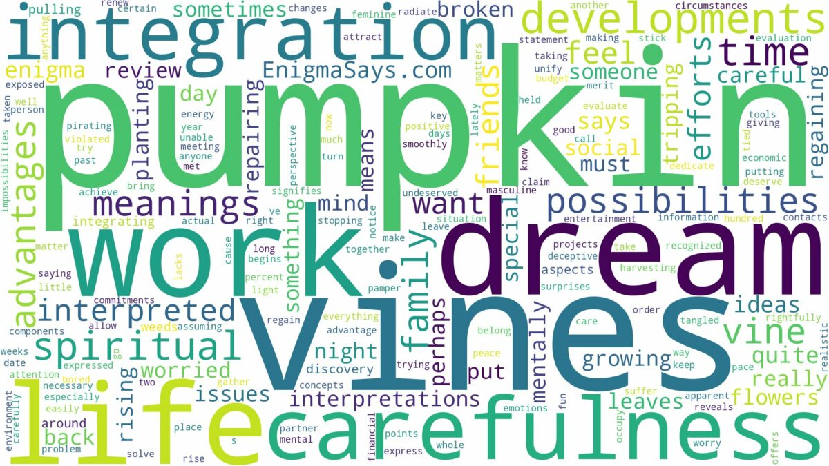 dream about pumpkin vines and related dreams with their meanings in a word cloud