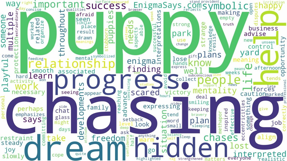 dreaming of puppy chasing you and related dreams with their meanings in a word cloud