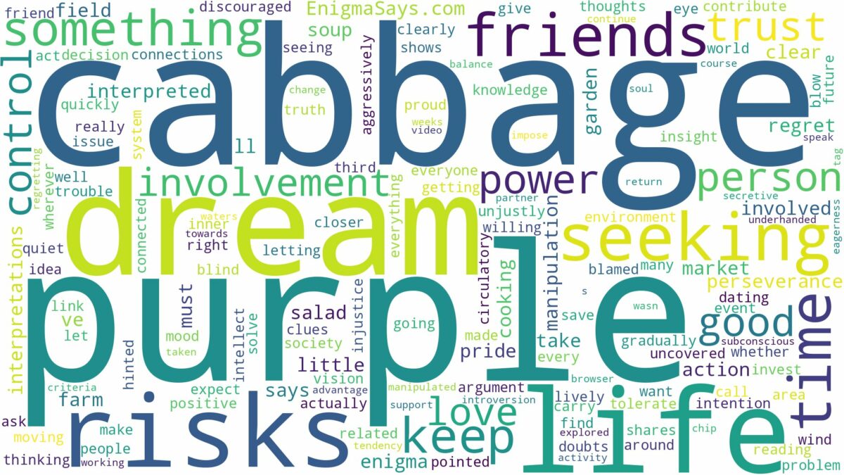 dream about purple cabbage and related dreams with their meanings in a word cloud