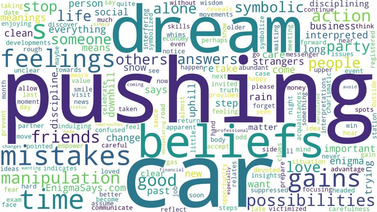 dream of pushing a car and related dreams with their meanings in a word cloud