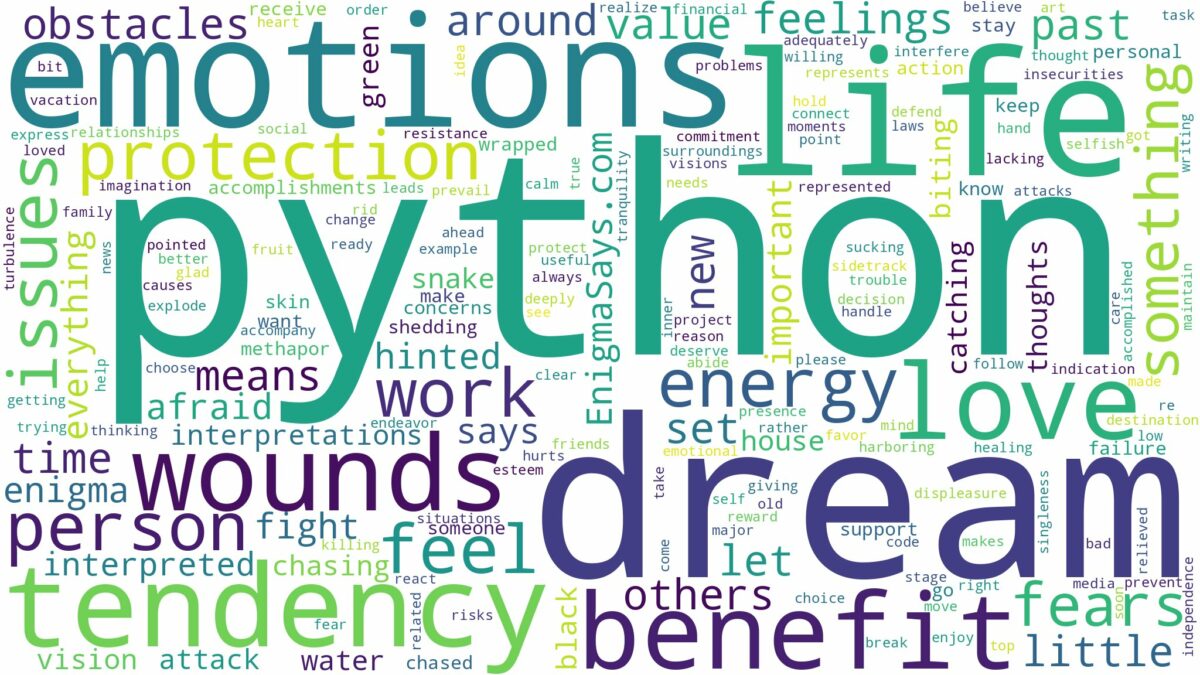 dream about python and related dreams with their meanings in a word cloud