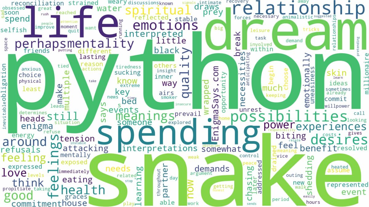 dream about python snake and related dreams with their meanings in a word cloud