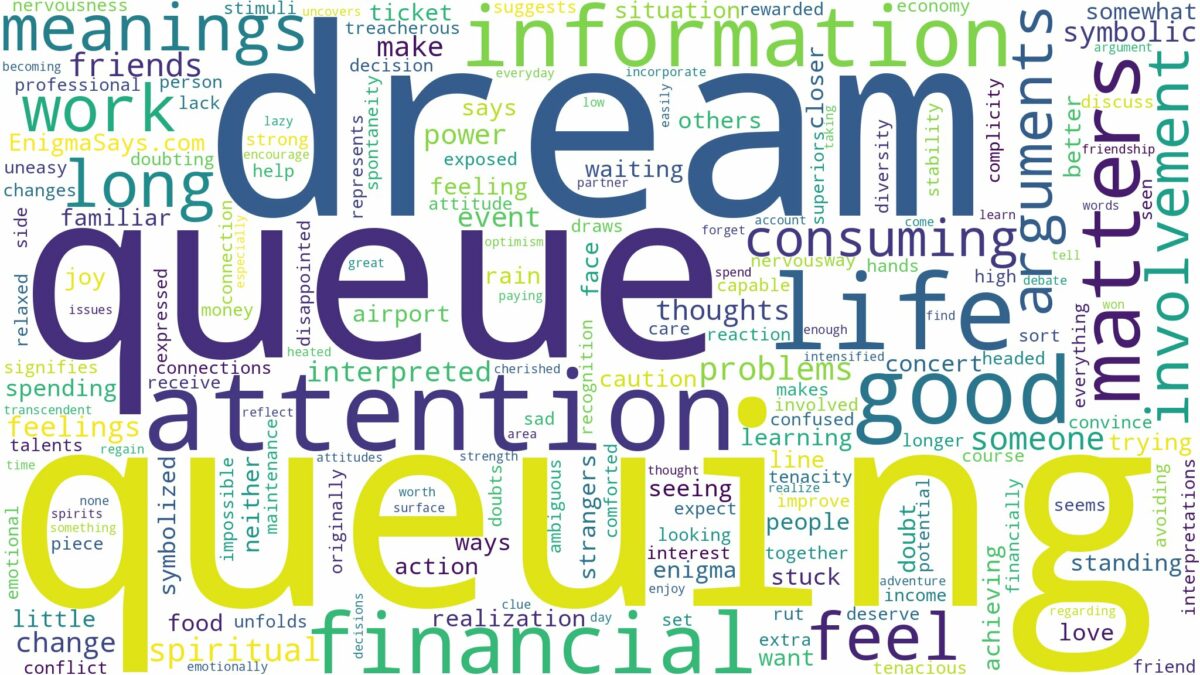 dream about queue and related dreams with their meanings in a word cloud