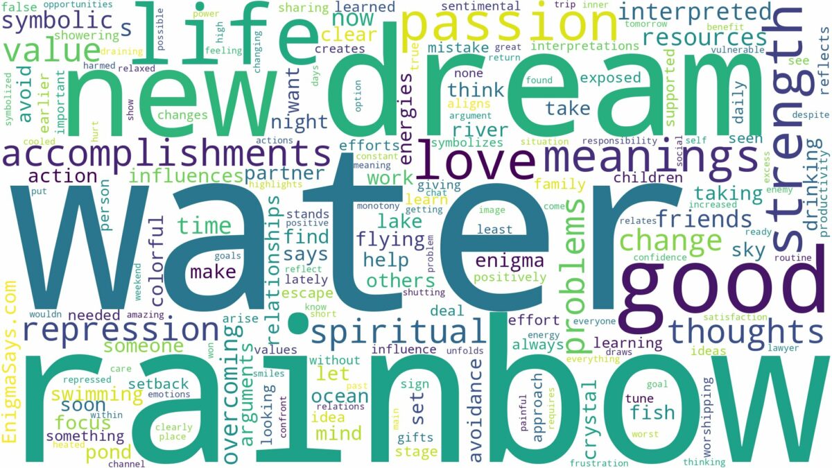 dream about rainbow water and related dreams with their meanings in a word cloud