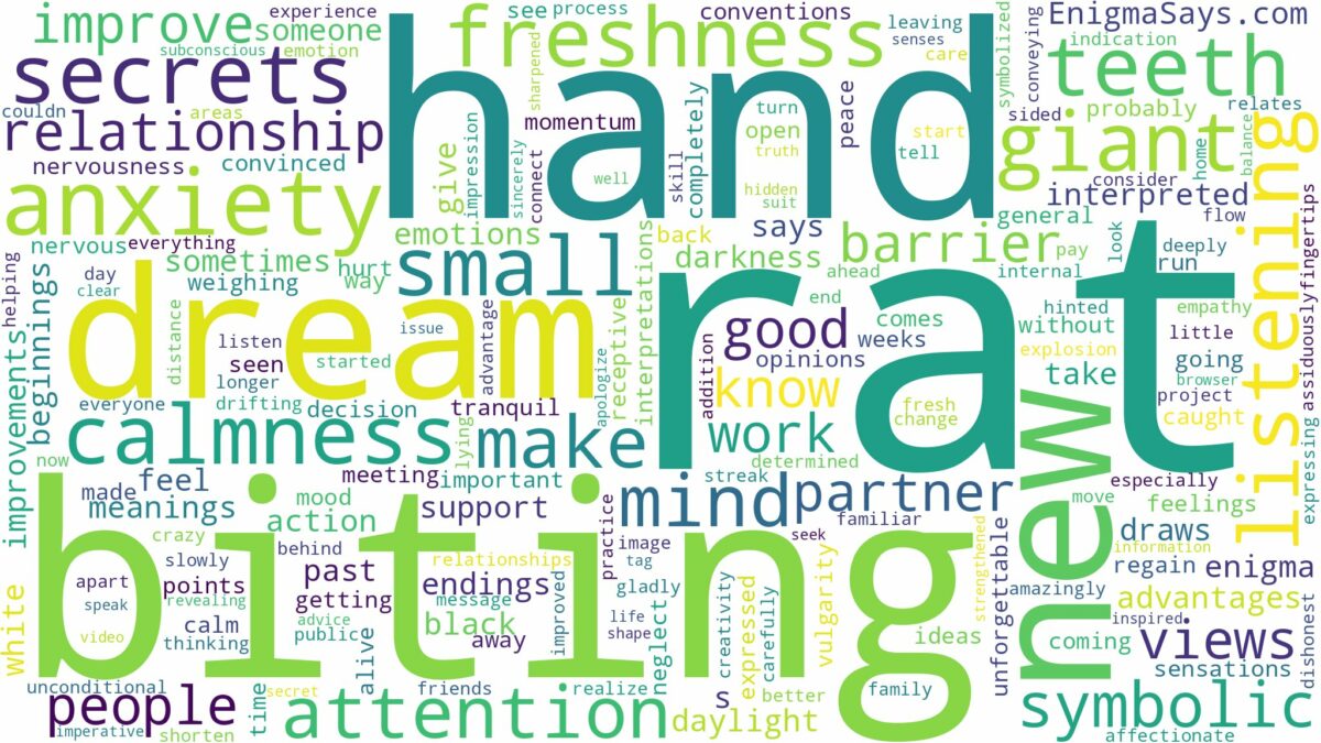 dreaming about rat biting your hand and related dreams with their meanings in a word cloud