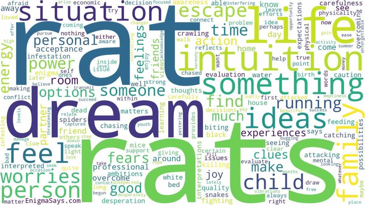 dreams about rats and related dreams with their meanings in a word cloud