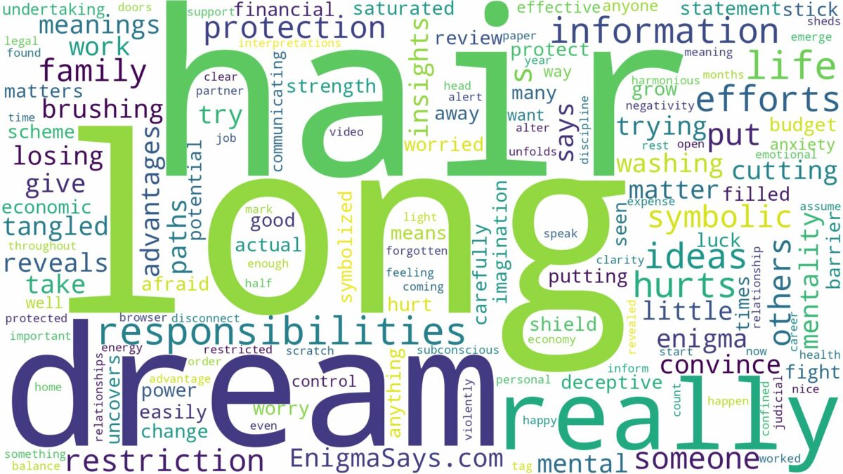 dream about really long hair and related dreams with their meanings in a word cloud