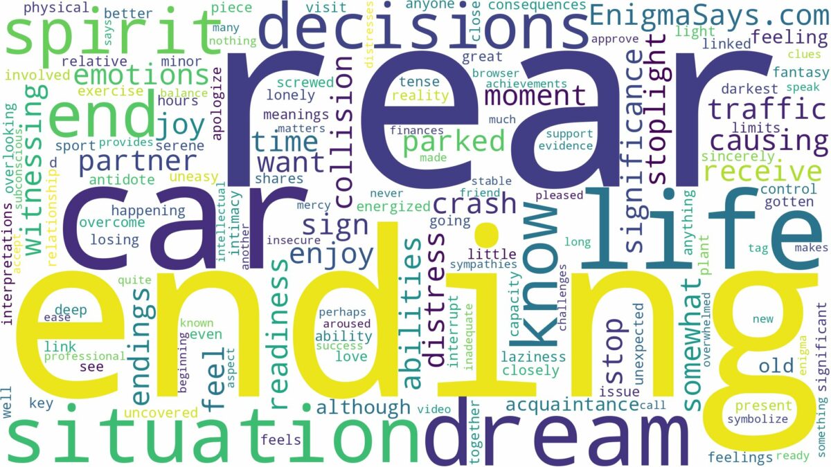 dreaming about rear ending a car and related dreams with their meanings in a word cloud