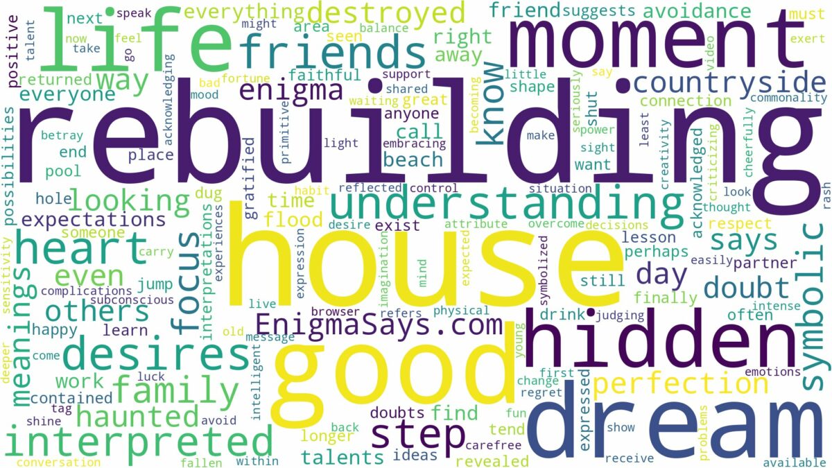 dream of rebuilding a house and related dreams with their meanings in a word cloud