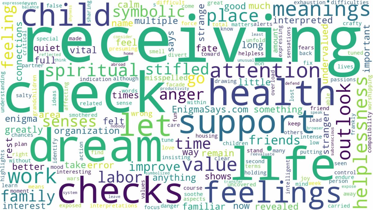 dream of receiving checks and related dreams with their meanings in a word cloud