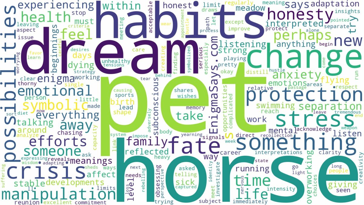 dream about a pet horse and related dreams with their meanings in a word cloud