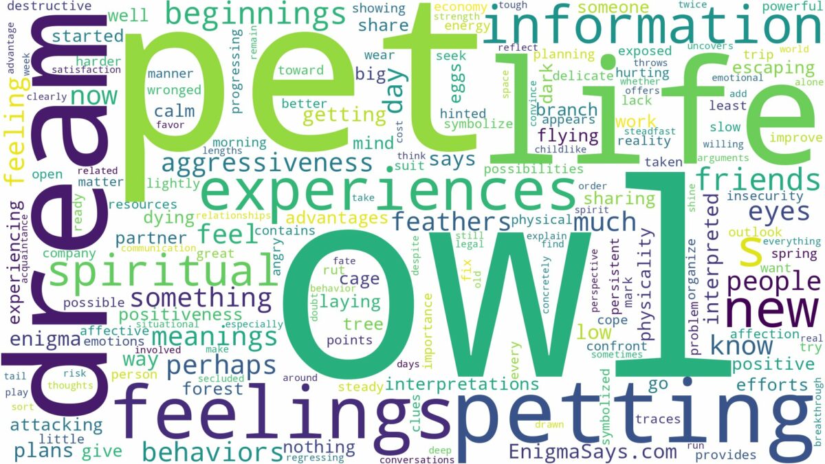 dream about a pet owl and related dreams with their meanings in a word cloud