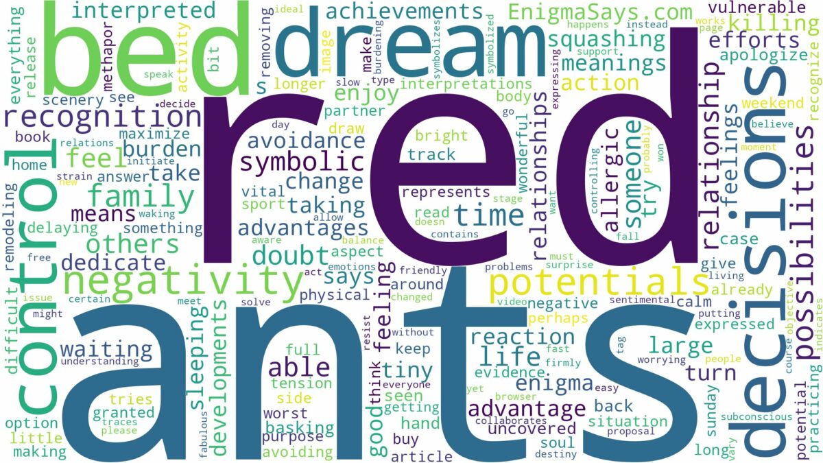 dream about red ants in bed and related dreams with their meanings in a word cloud