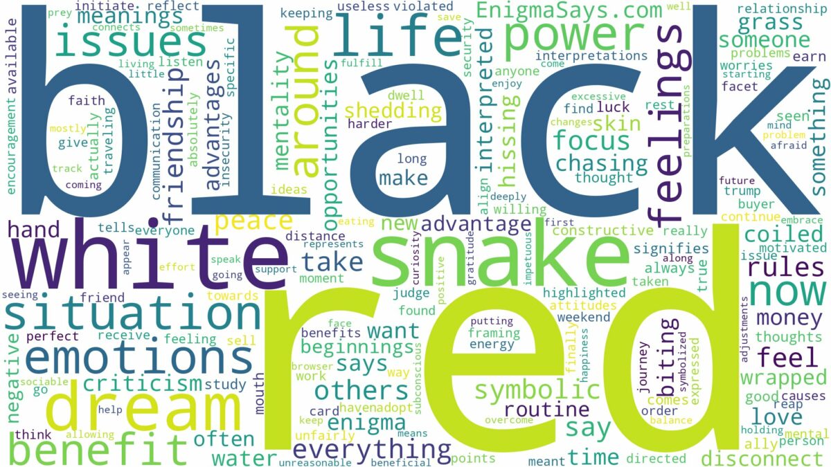 dream about red black and white snake and related dreams with their meanings in a word cloud