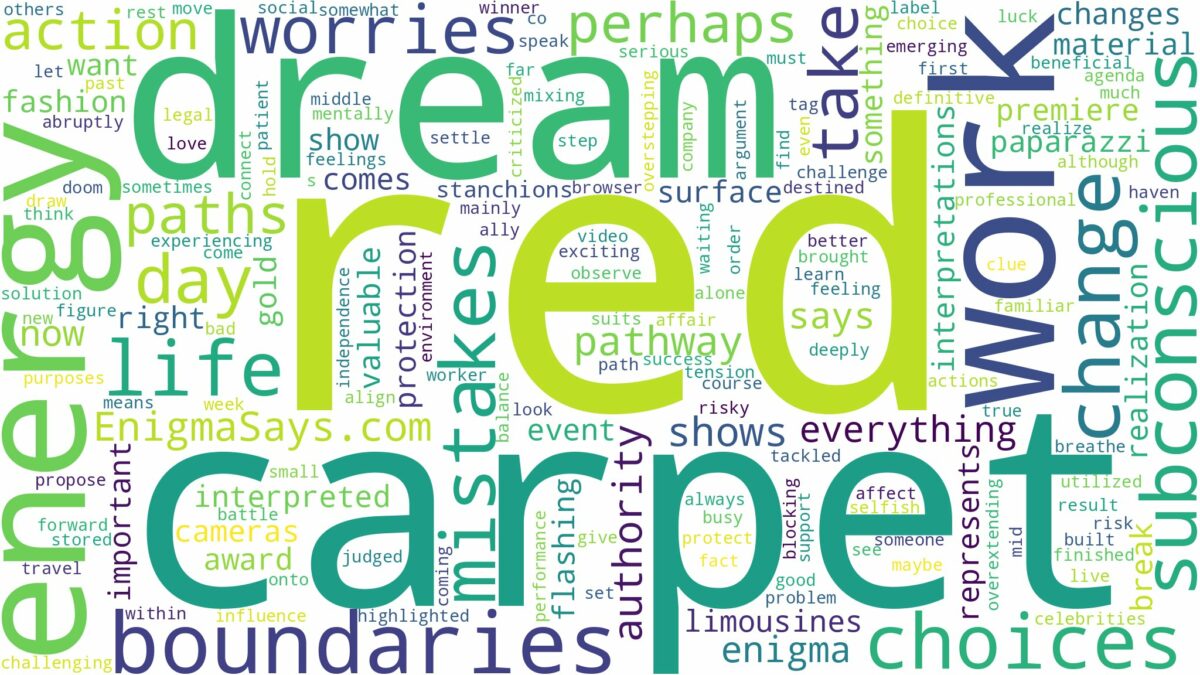 dream about red carpet and related dreams with their meanings in a word cloud