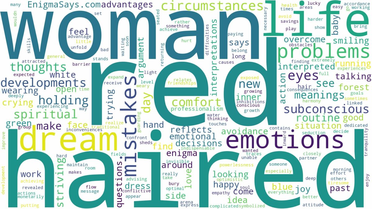 dream about red haired woman and related dreams with their meanings in a word cloud