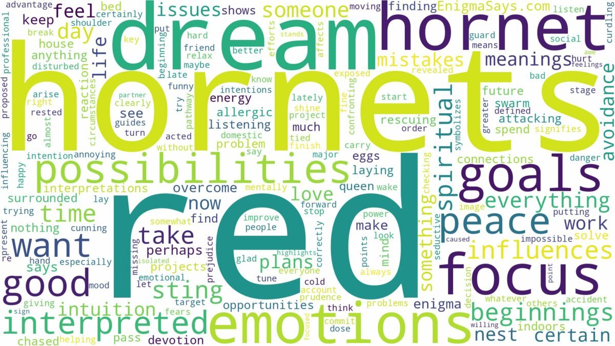 dream about red hornets and related dreams with their meanings in a word cloud