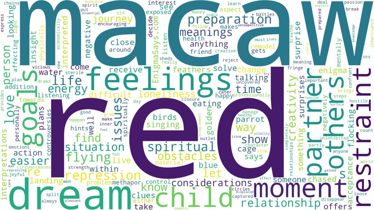 dream about red macaw and related dreams with their meanings in a word cloud