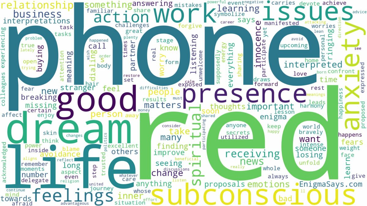 dream about red phone and related dreams with their meanings in a word cloud