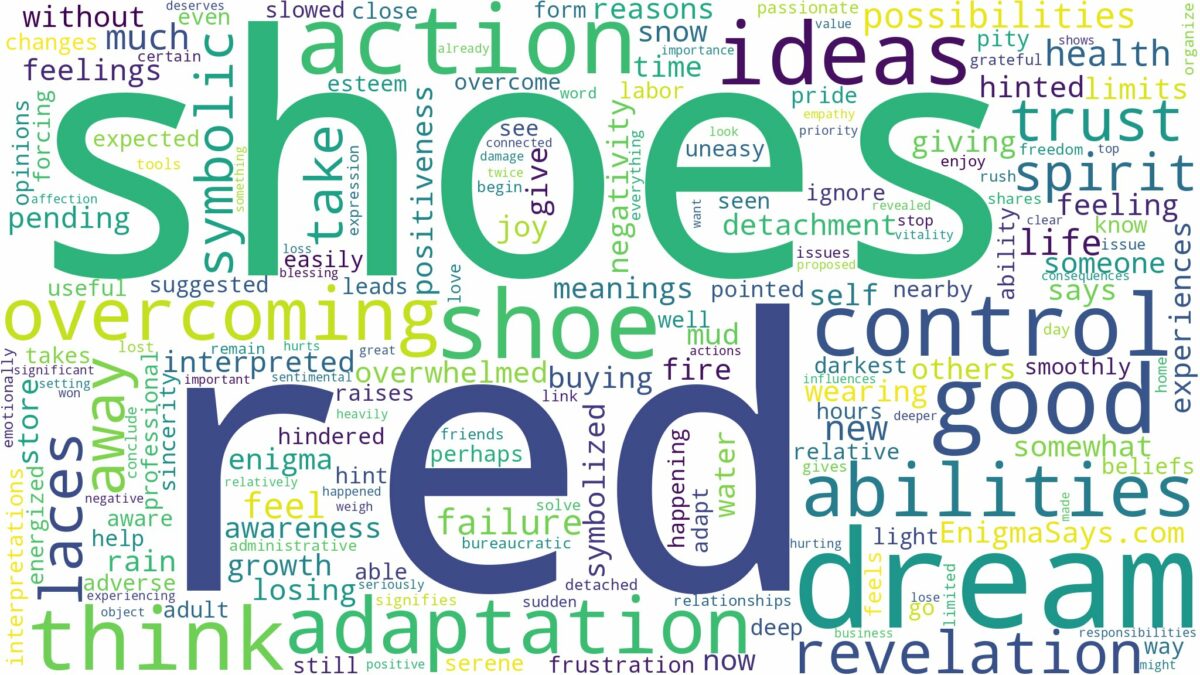 dream about red shoes and related dreams with their meanings in a word cloud