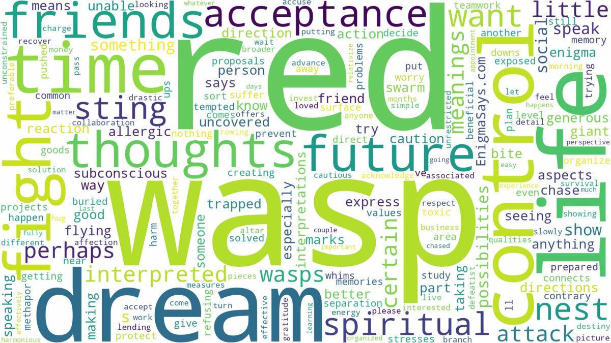 dream about red wasp and related dreams with their meanings in a word cloud