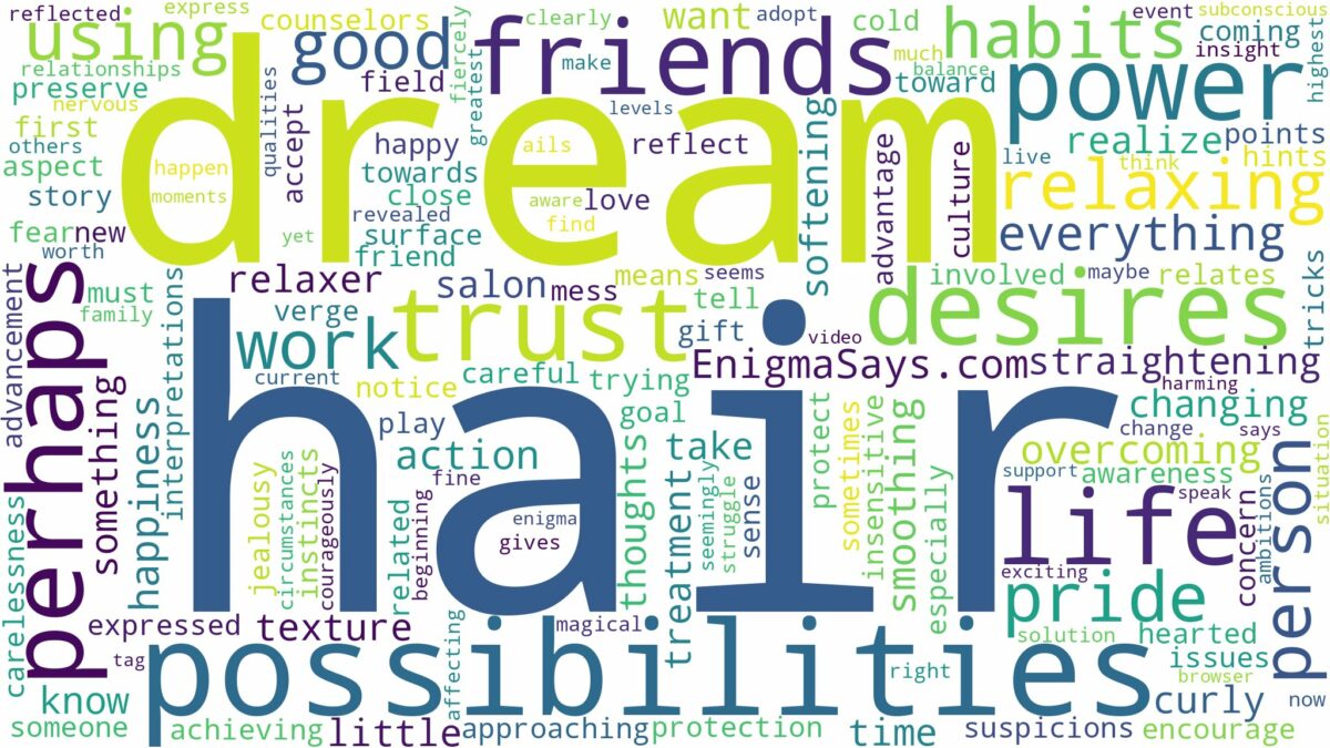 dream of relaxing your hair and related dreams with their meanings in a word cloud