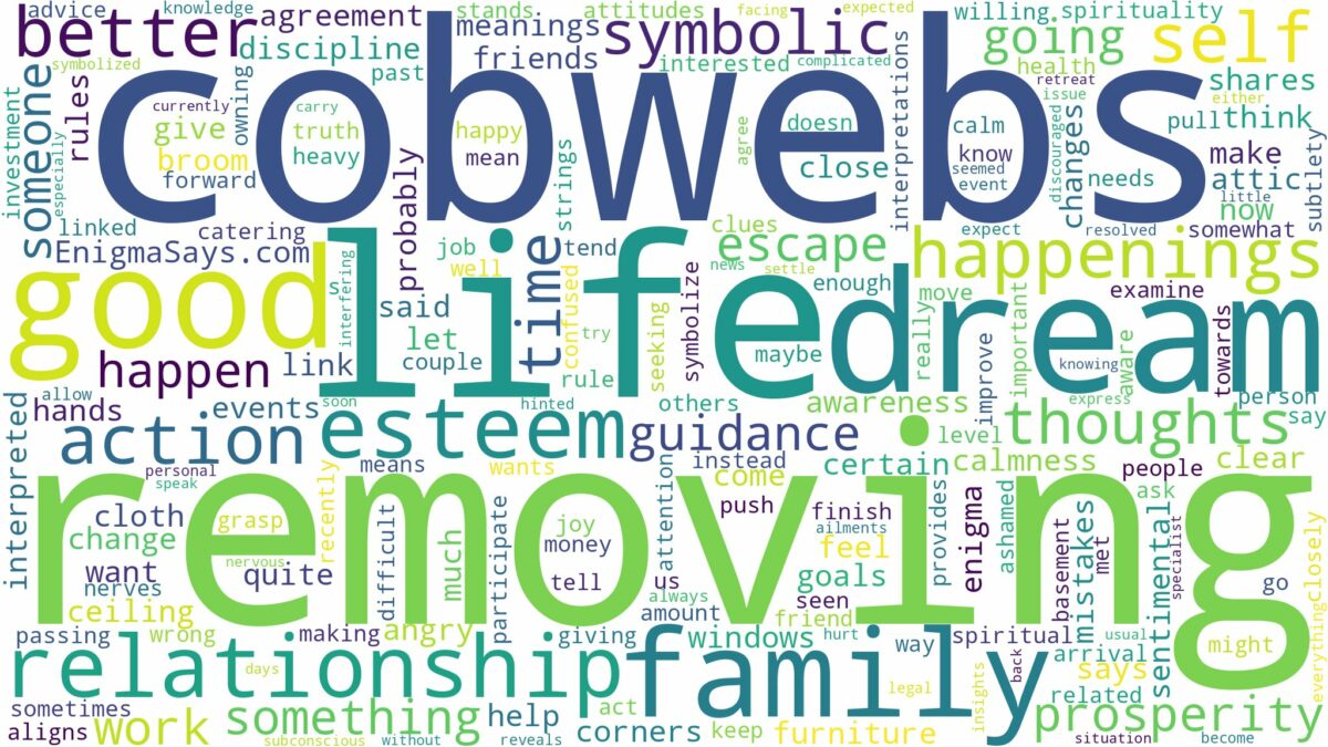 dream of removing cobwebs and related dreams with their meanings in a word cloud