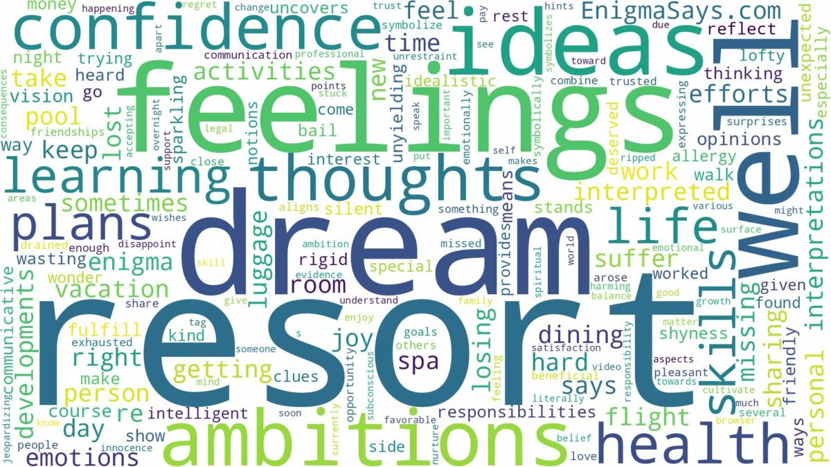 dream about resort and related dreams with their meanings in a word cloud