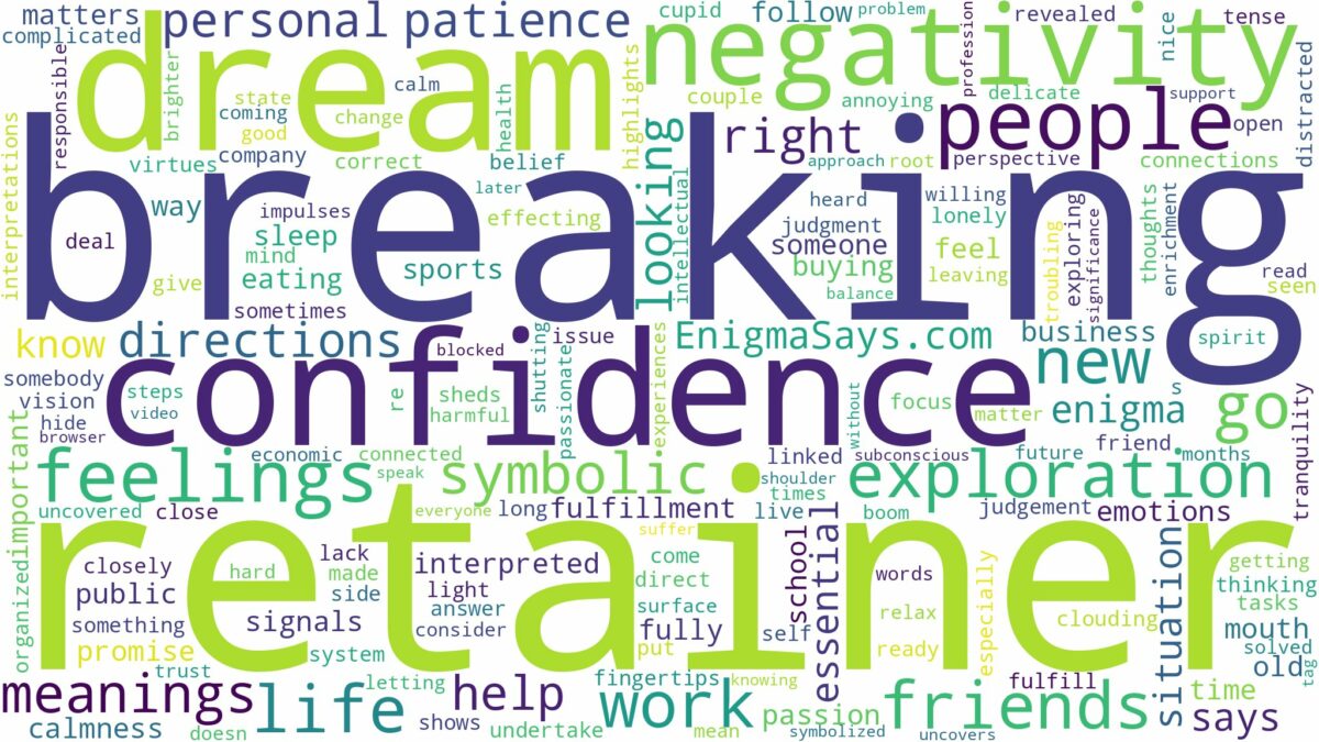 dreaming of retainer breaking and related dreams with their meanings in a word cloud