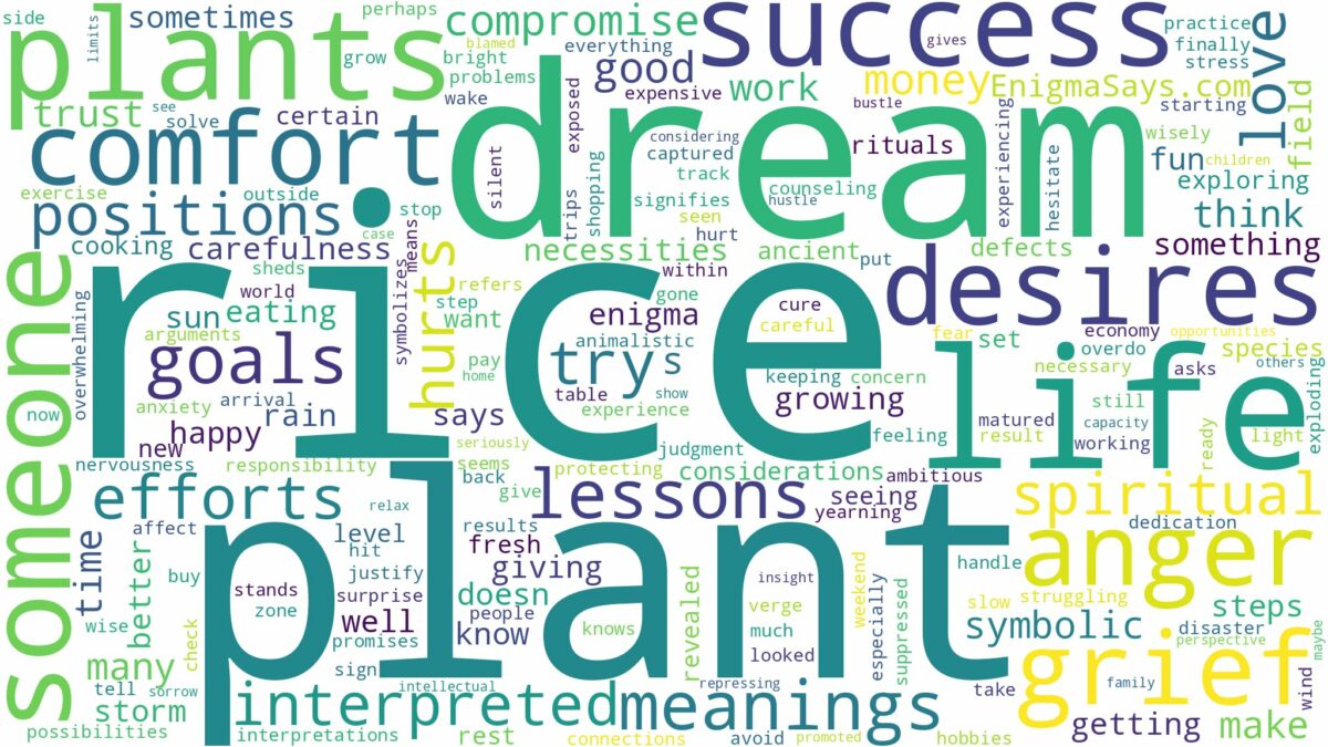 dream about rice plant and related dreams with their meanings in a word cloud