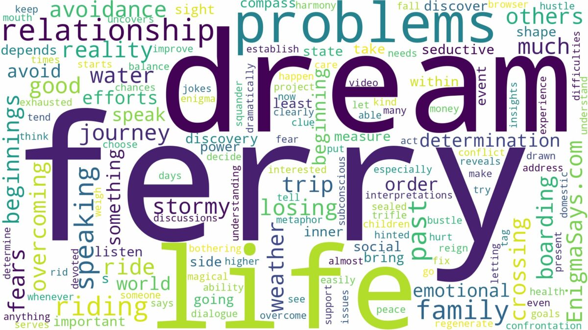 dream of riding a ferry and related dreams with their meanings in a word cloud