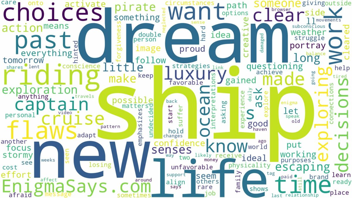 dream of riding a ship and related dreams with their meanings in a word cloud