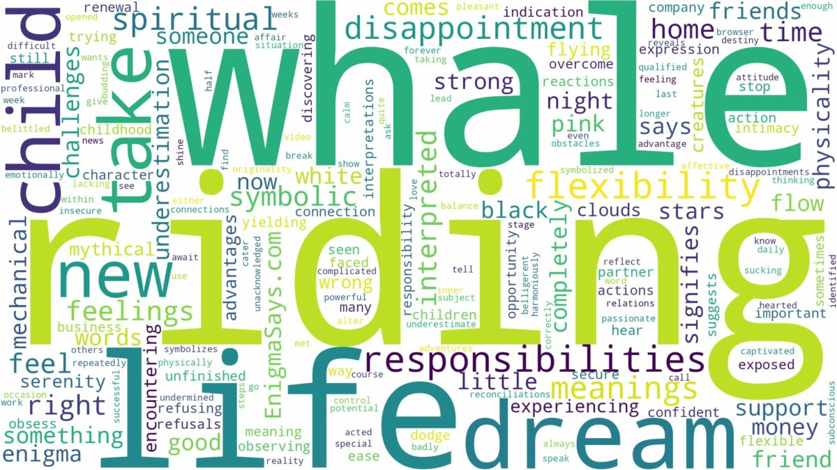 dream of riding a whale and related dreams with their meanings in a word cloud