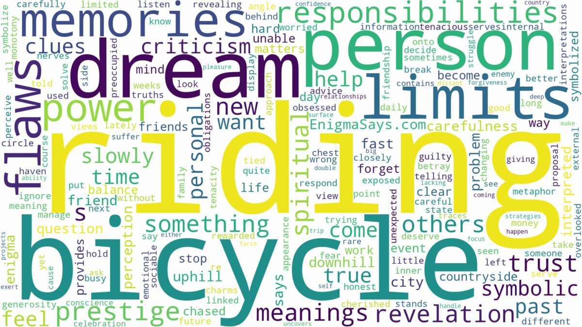 dream of riding bicycle and related dreams with their meanings in a word cloud