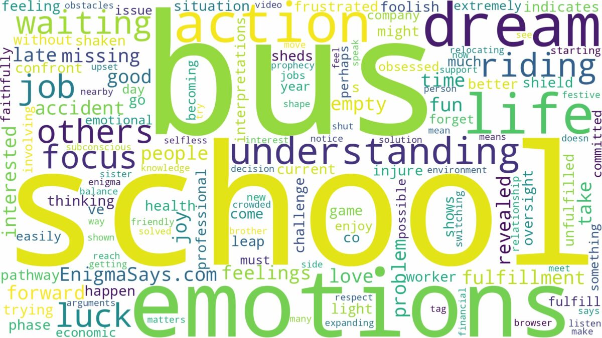 dreaming of riding school bus and related dreams with their meanings in a word cloud