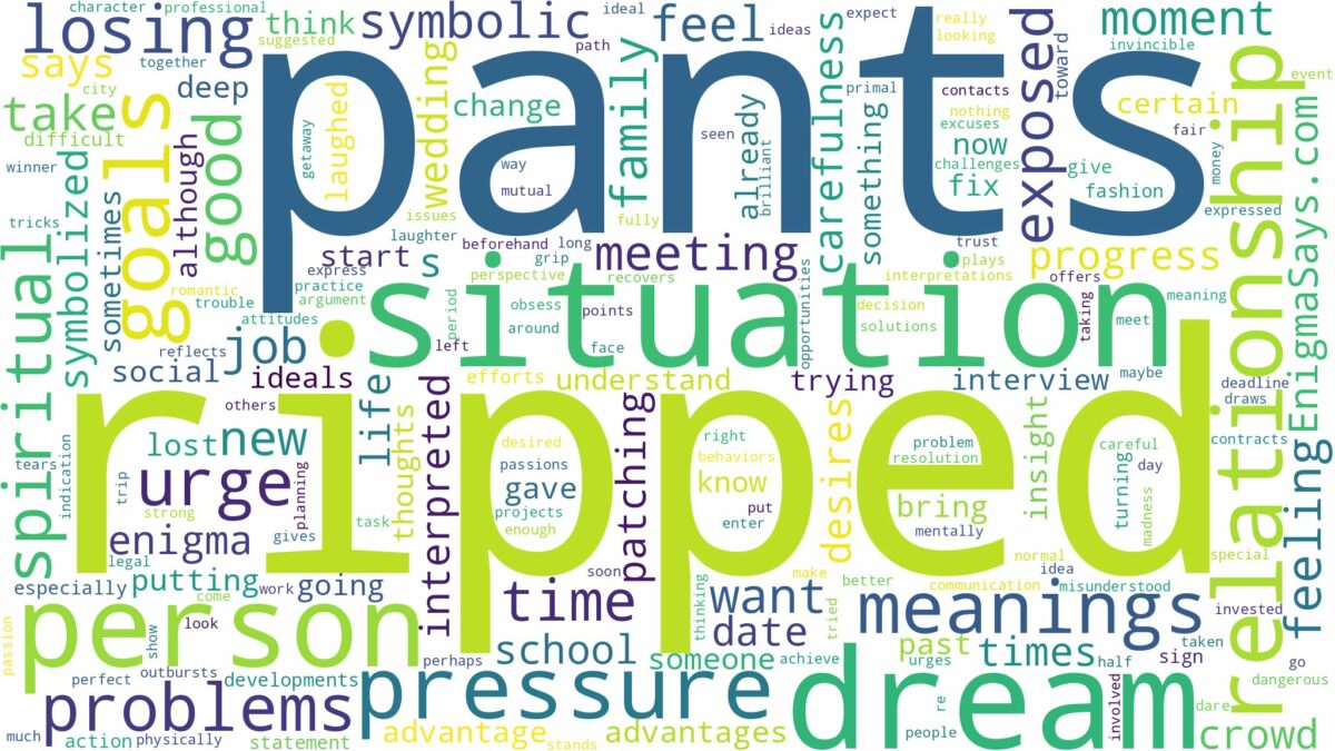 dream about ripped pants and related dreams with their meanings in a word cloud