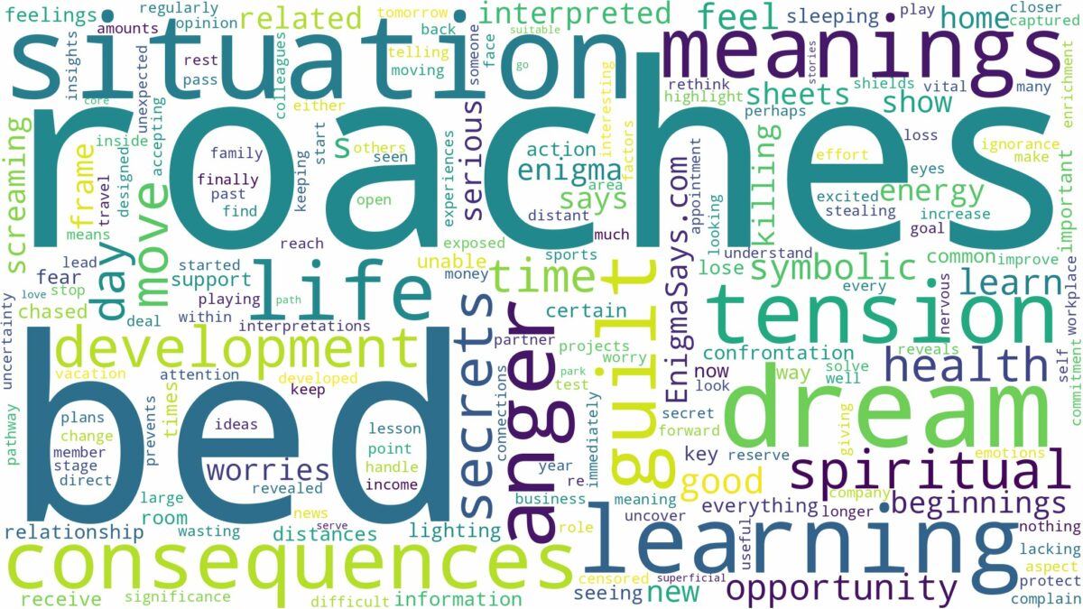 dreams about roaches in bed and related dreams with their meanings in a word cloud