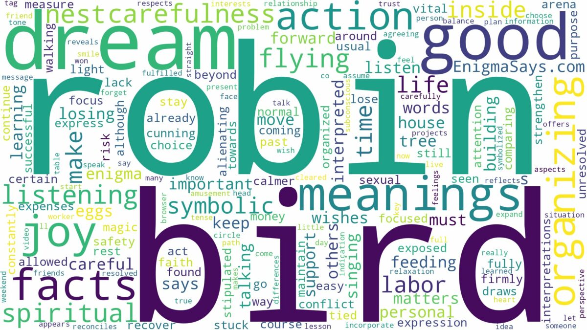 dream about robin bird and related dreams with their meanings in a word cloud