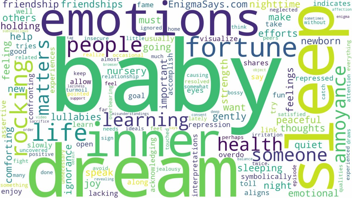 dreaming of rocking a baby to sleep and related dreams with their meanings in a word cloud