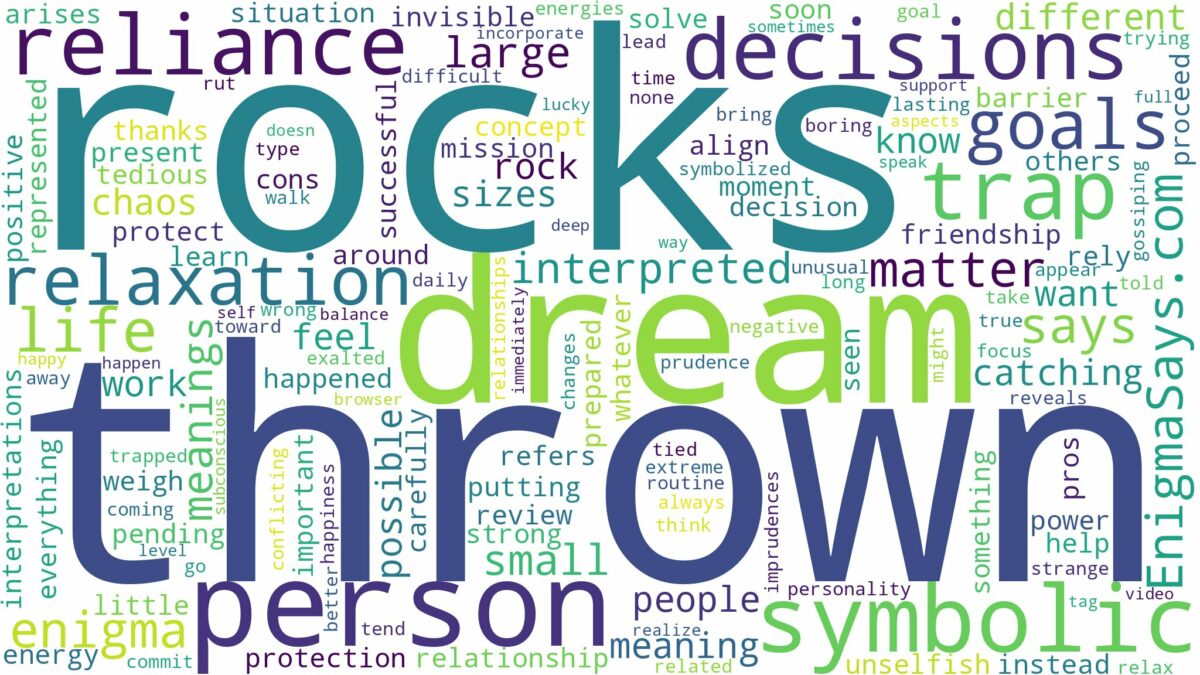 dreams about rocks being thrown at you and related dreams with their meanings in a word cloud