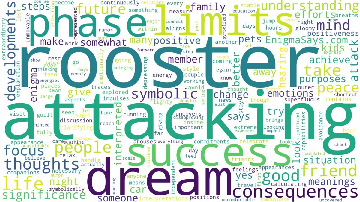 dreaming of rooster attacking you and related dreams with their meanings in a word cloud