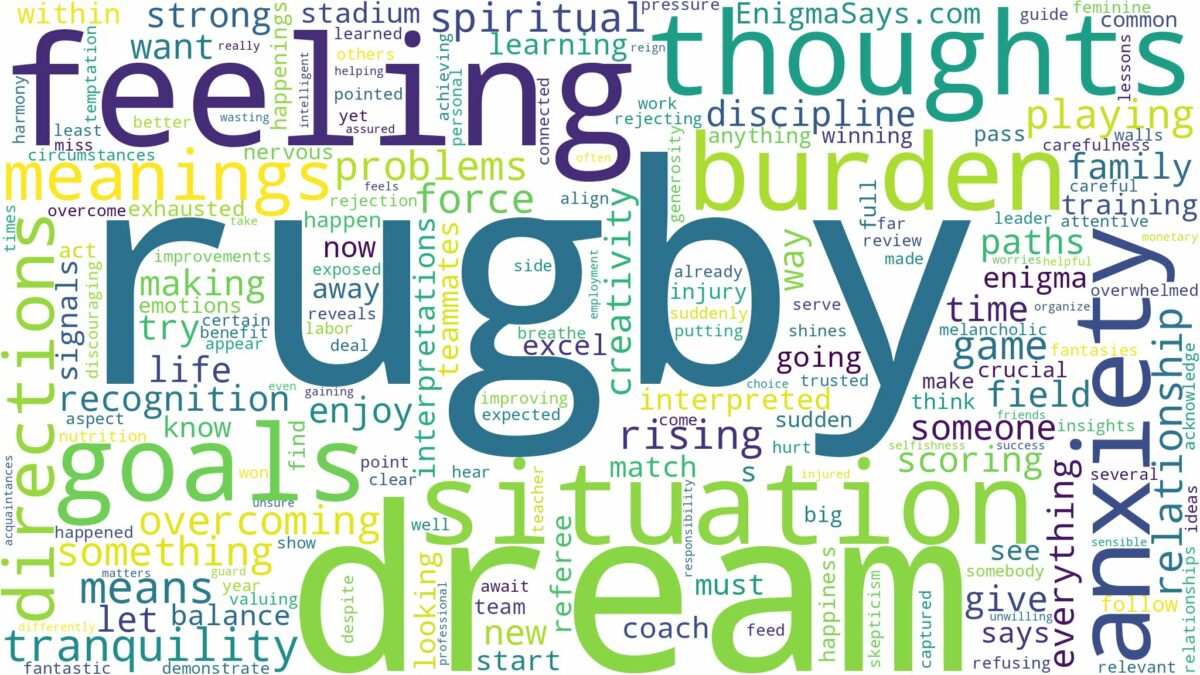 dream about rugby and related dreams with their meanings in a word cloud