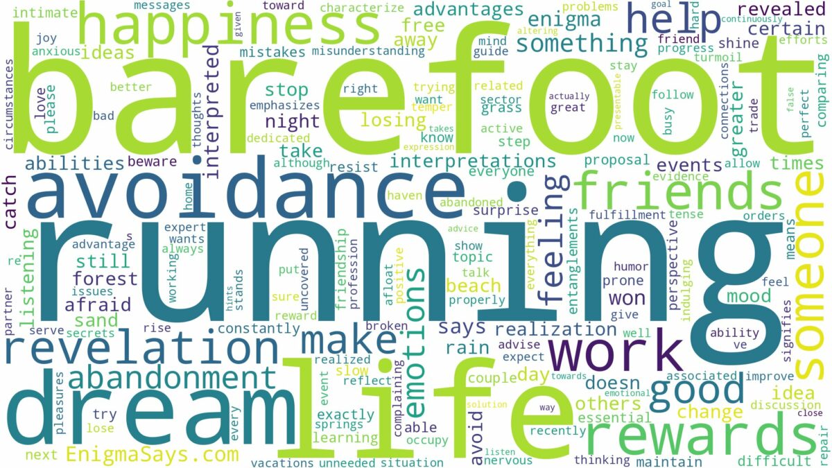 dream of running barefoot and related dreams with their meanings in a word cloud