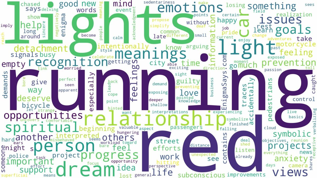 dreaming of running red lights and related dreams with their meanings in a word cloud