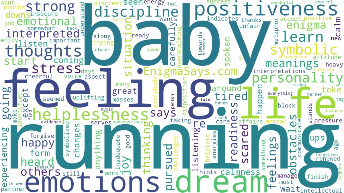 dreaming of running with a baby and related dreams with their meanings in a word cloud