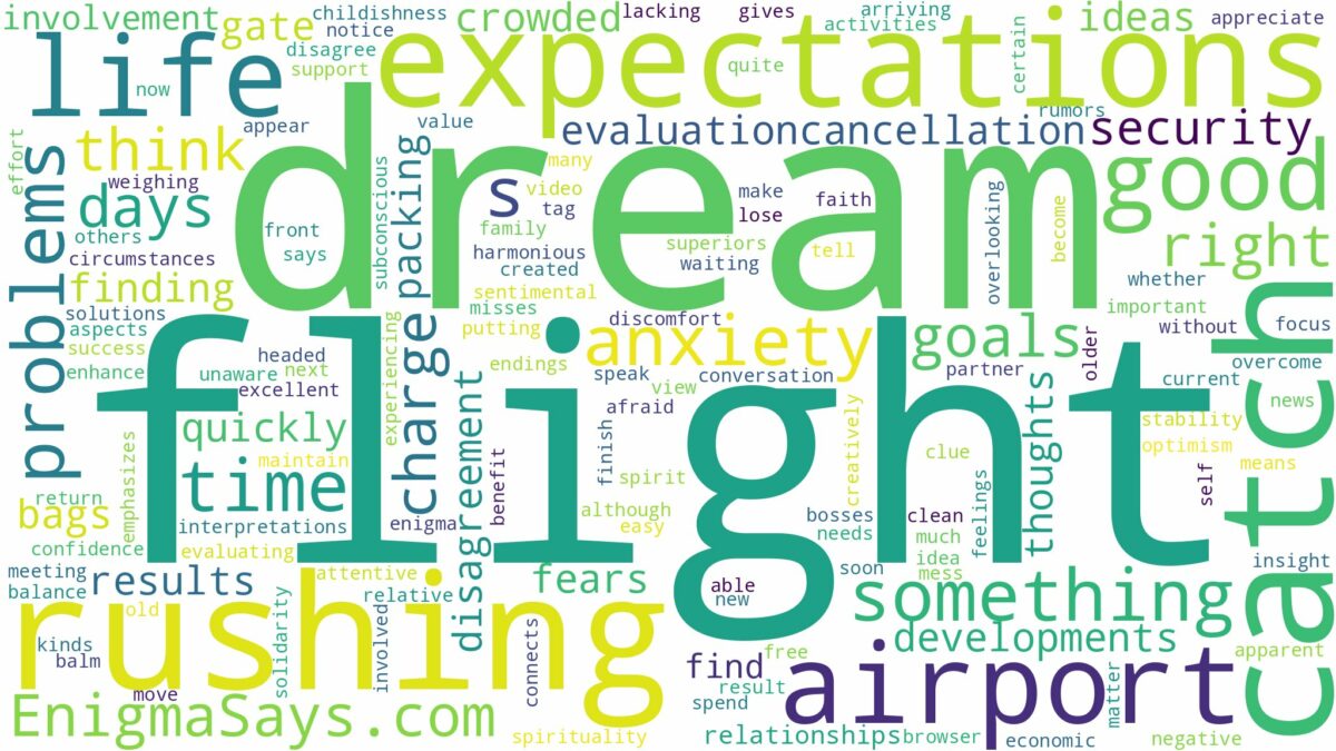 dreaming of rushing to catch a flight and related dreams with their meanings in a word cloud